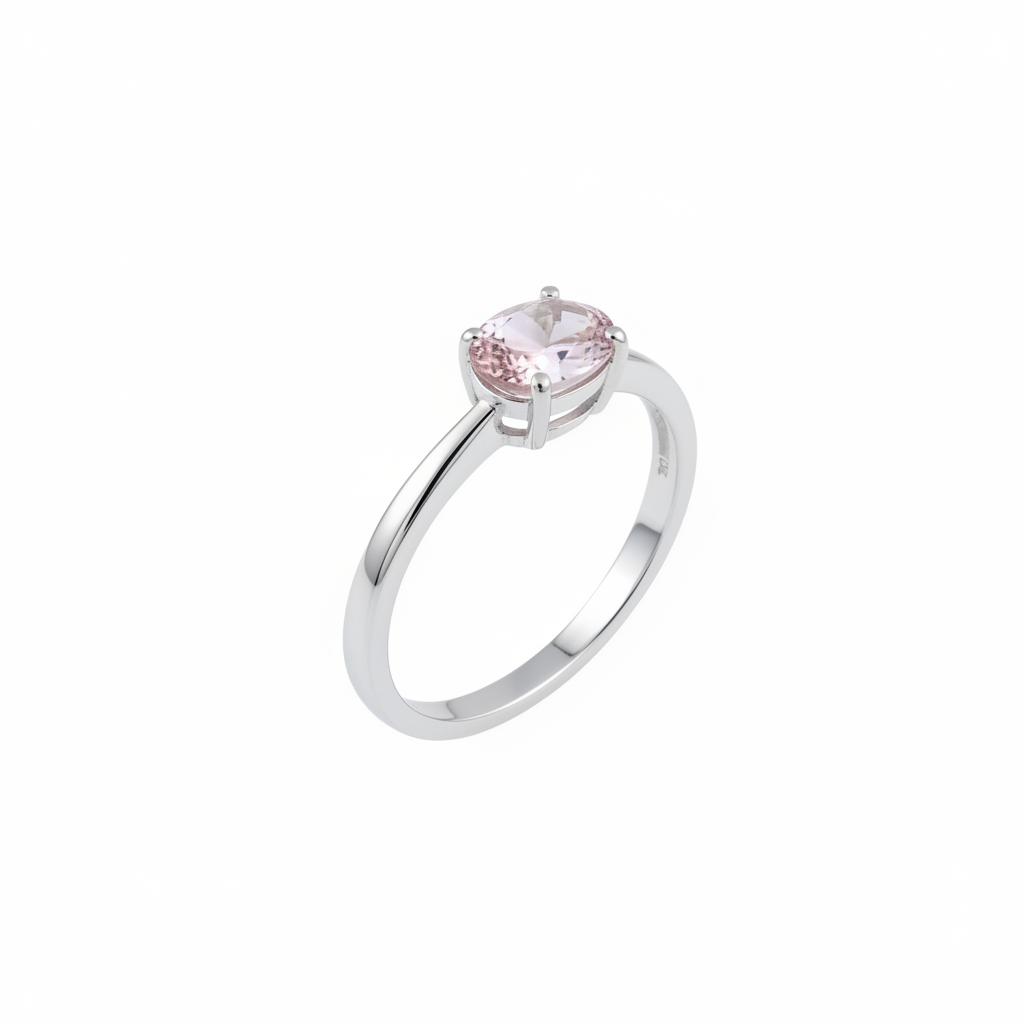Anello in argento 925 con rosa di francia - Vista tre quarti