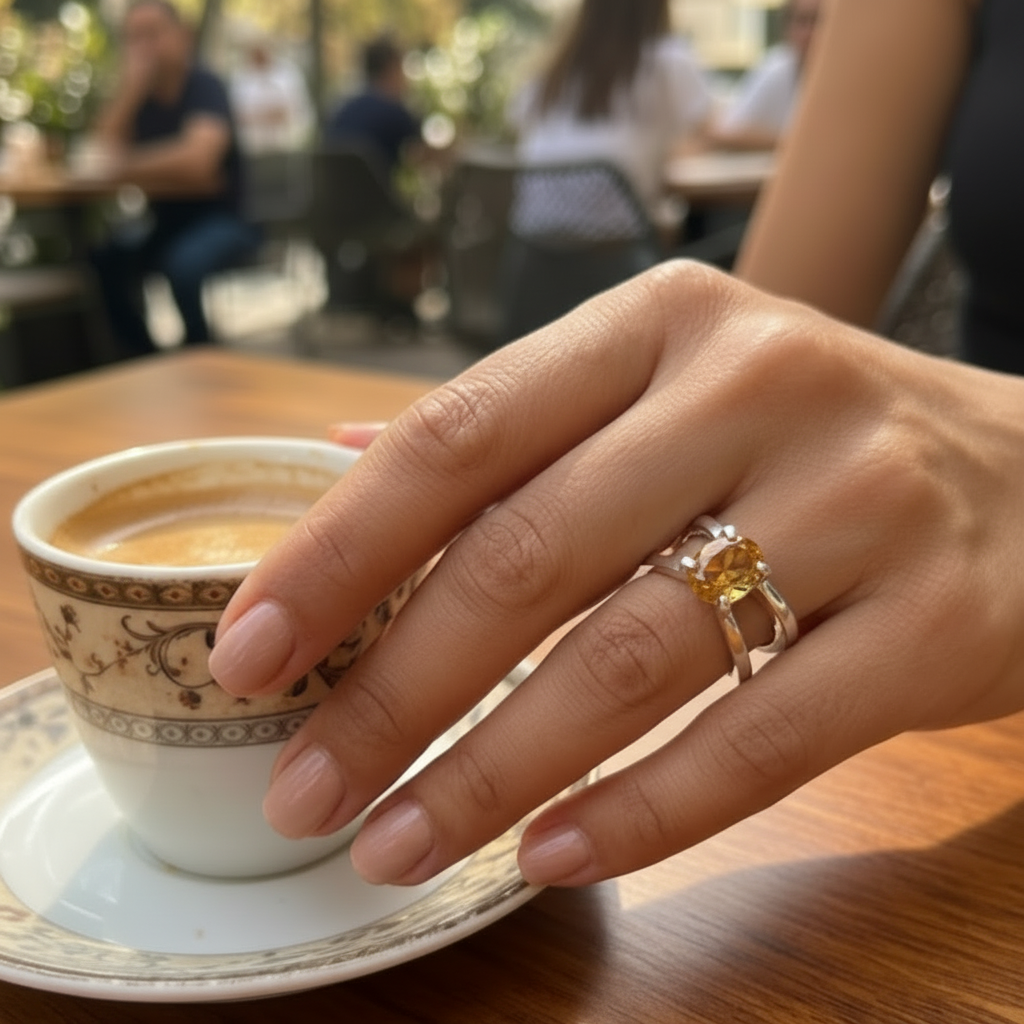 Anello quarzo citrino - lifestyle