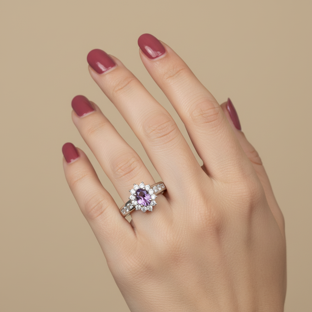 Anello in Argento 925 con Ametista Ovale - Lifestyle