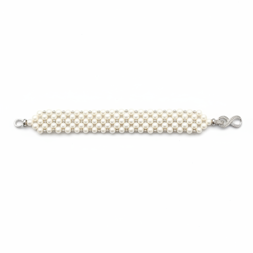 Bracciale in perle di fiume con chiusura infinito - sfondo bianco