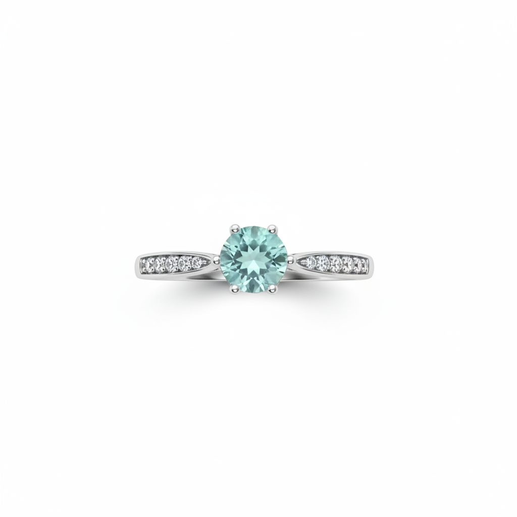 925 silver ring with aquamarine and zirconia