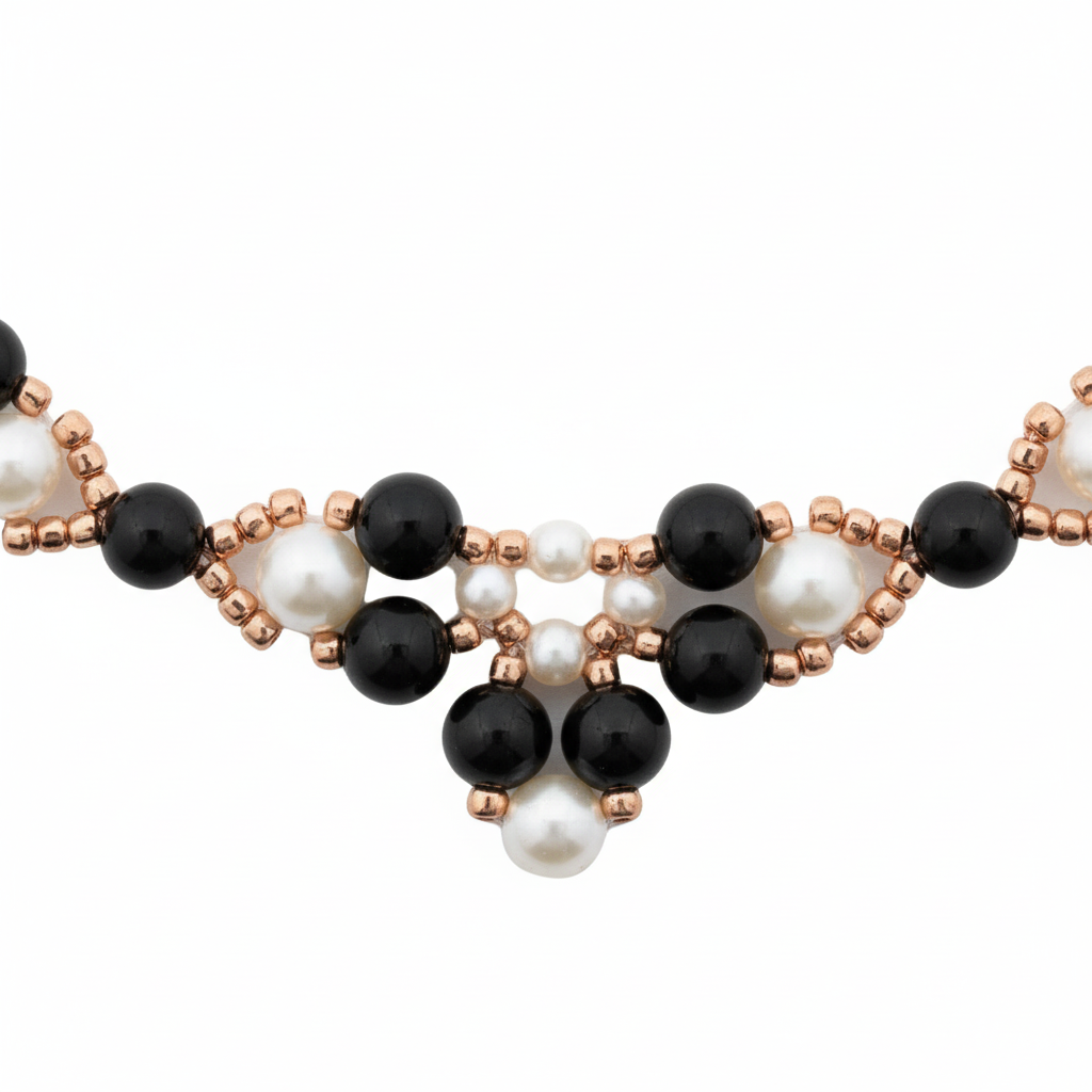 Parte centrale collana perle onice ematite oro rosa