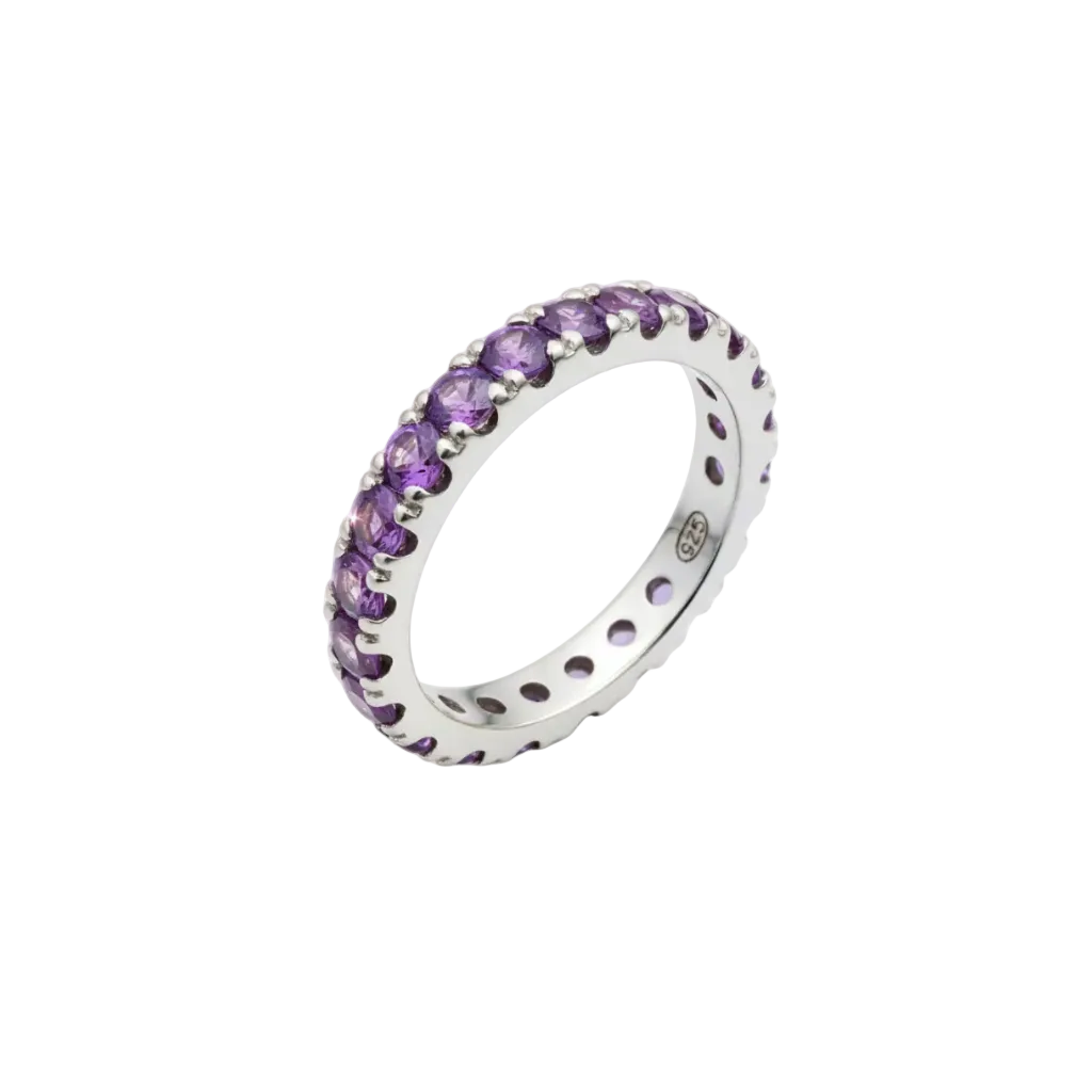 Veretta con ametiste viola scuro tre quarti